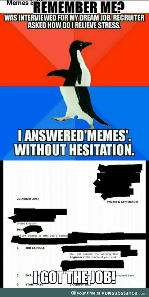 Memes got you the job