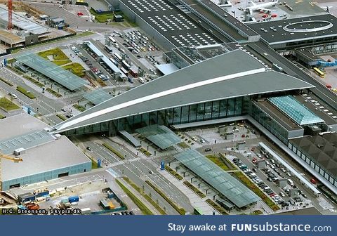 Copenhagen airport is shaped like a paperplane