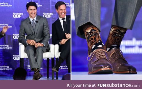 The Canadian president mocked for wearing Chewbacca socks at an international conference