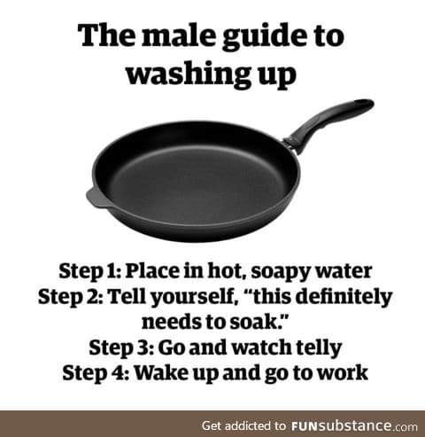 Could be repost: 'Male guide to washing up'