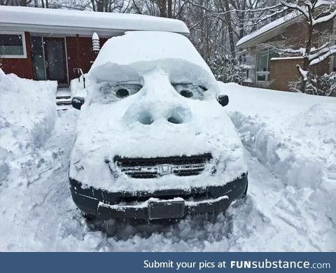 Car is enjoying the snow