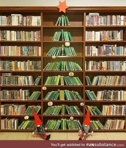 Christmas tree at a public library