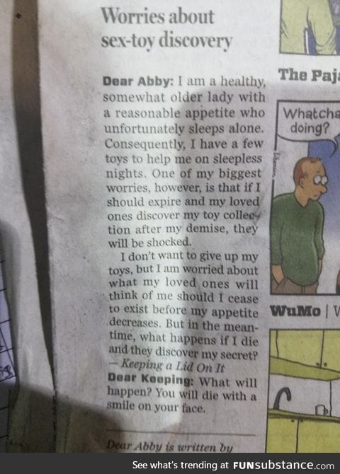 LITERALLY the best Dear Abby ive ever read