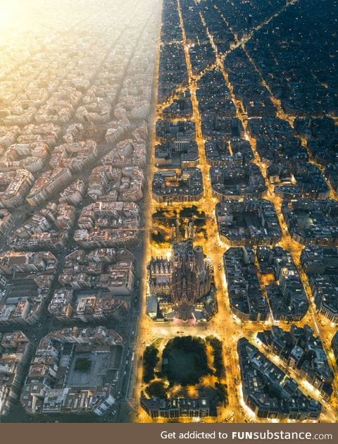 Day and night in Barcelona