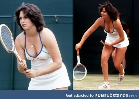 18-year-old Linda Siegel whose low cut top caused controversy at Wimbledon in 1979