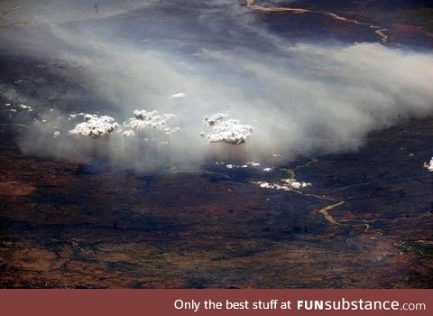 Rain over Madagascar, photo taken from the ISS