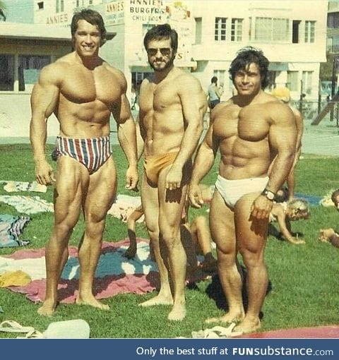 Arnold Schwarzenegger chilling with his friends