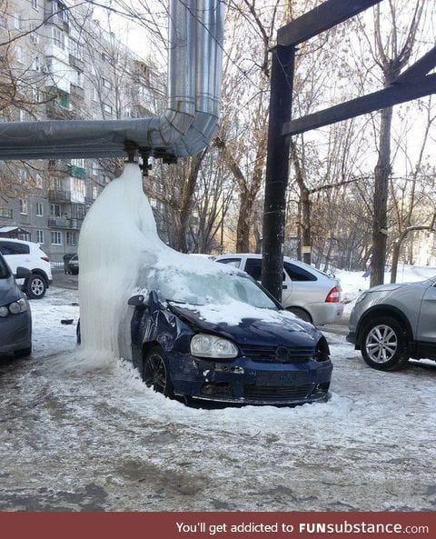 Somebody left a car under a leaking pipe