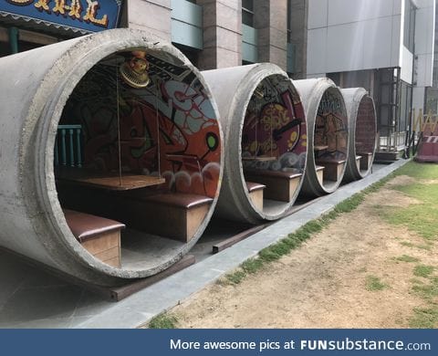 Storm water pipe restaurant