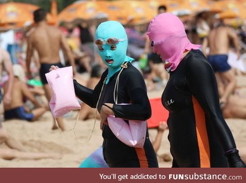 Not a Burkini, just a swimsuit for Chinese women who don't want to get a tan