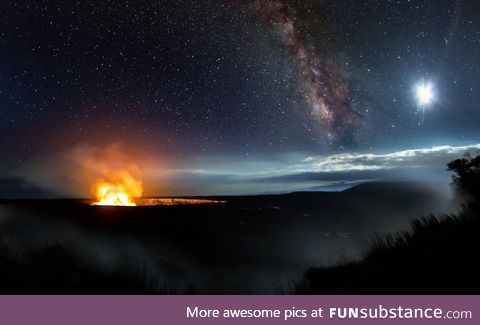 The Milky Way over Kilauea Volcano, Hawaii