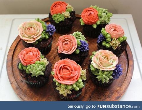 Buttercream succulent cupcakes