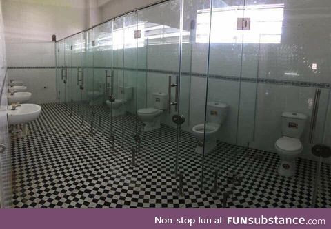 Glass toilet doors