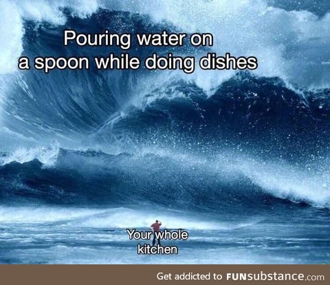 Washing a spoon