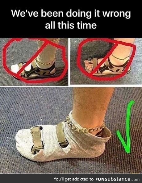 The correct way to wear sandals with socks