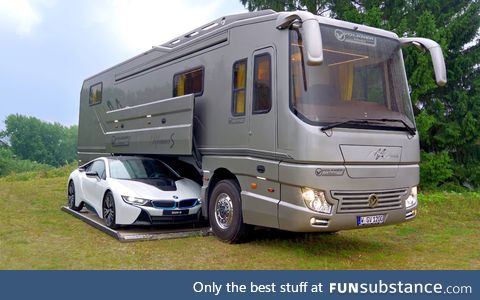 This is a $7.5M Motor Home. It has a garage