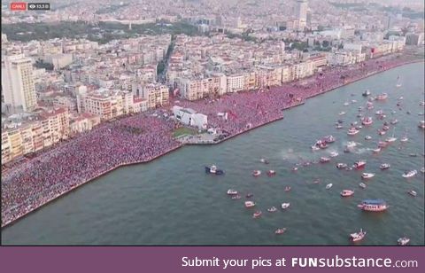 Approx. 2.5 million people in a rally for the main opposition candidate against Erdoğan