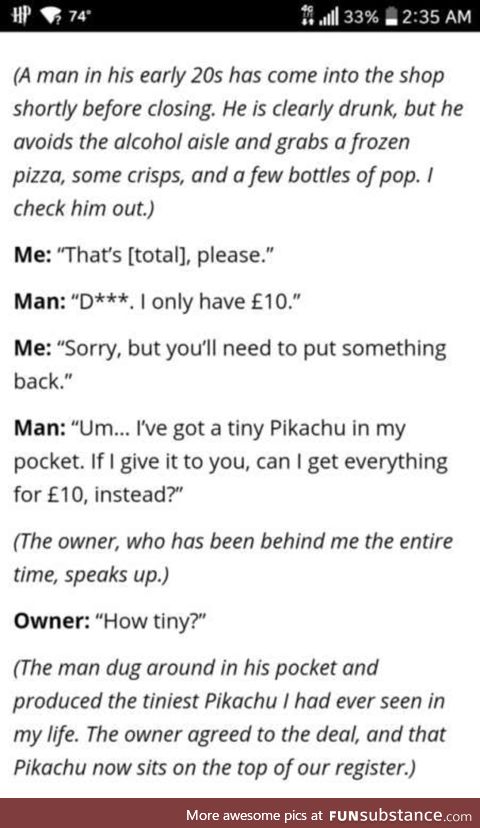 Trading in a tiny Pikachu