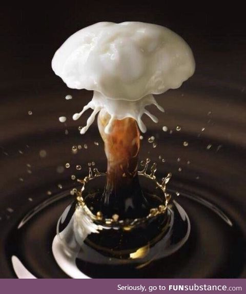 Drop of milk in coffee