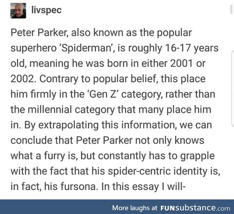 Sipderman is a fury