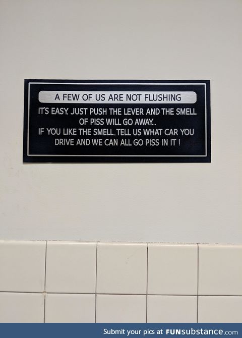 This sign in the bathroom