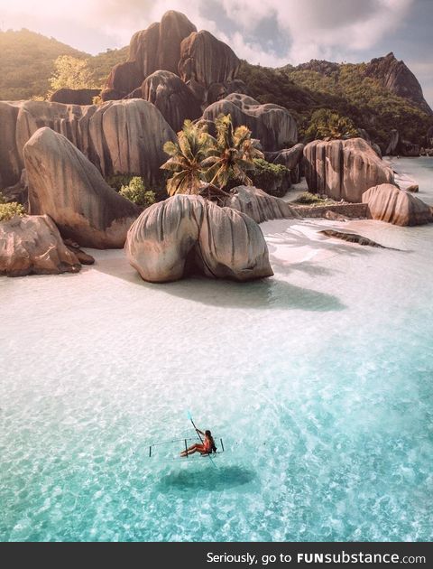 Crystal clear waters in the Seychelles