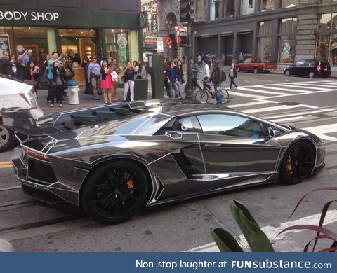 Black chrome Lamborghini Aventador