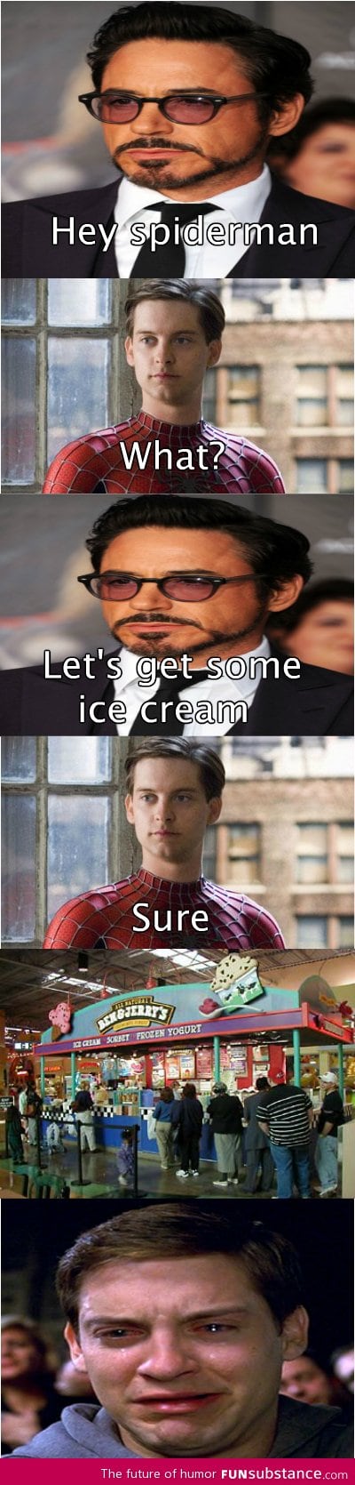 Spiderman gets ice cream