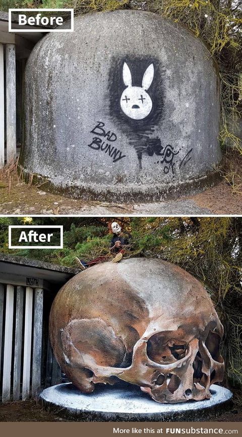 Graffiti transformation by Portuguese street artist Odeith