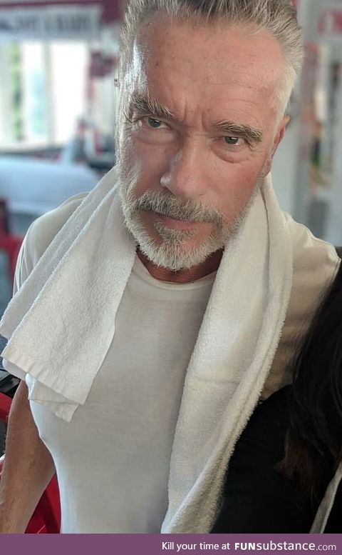 Arnold Schwartznegger at 71 looks badass, also a bit like a Witcher