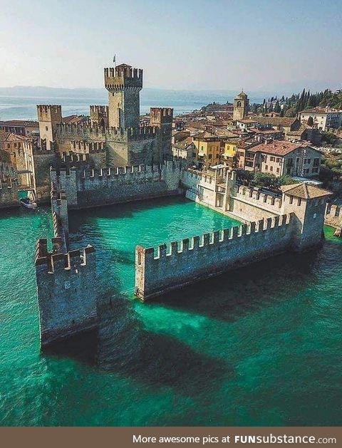 Castle in the Lake in Italy