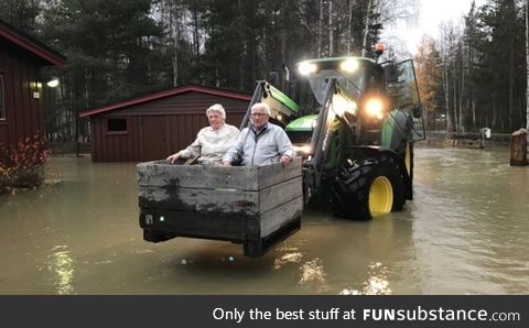 Saving grandma and grandpa from flood, Norway