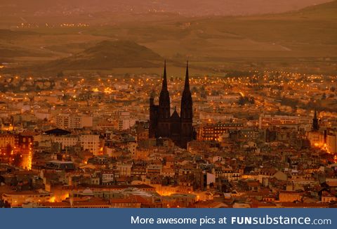 The black cathedral of Clermont-Ferrand, France