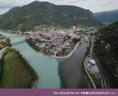 When glacier water meets the river, Norway