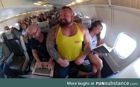 When strongman competitor, eddie hall, flies