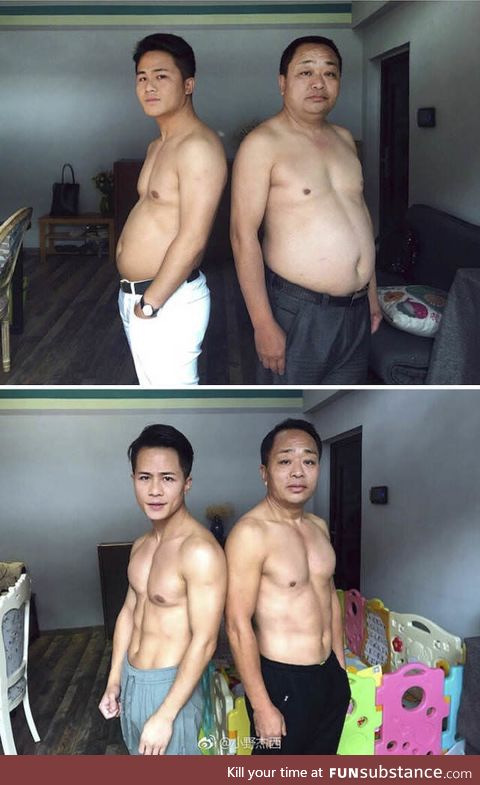 Father and son decides to get in shape together