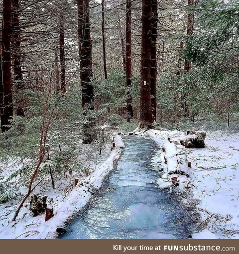 This frozen trail looks like a river