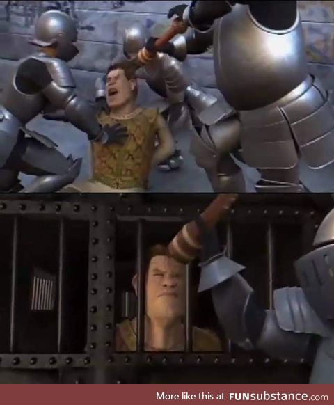 In Shrek 2, when Shrek gets arrested, the guards throw pepper seasoning at his eyes,