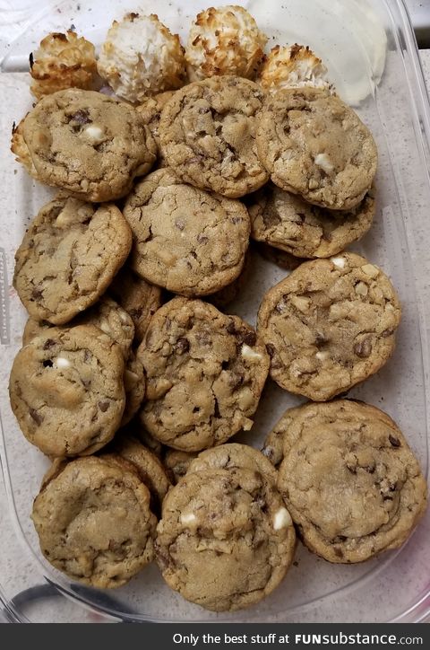 My form of art. Triple chocolate walnut chunk cookies.