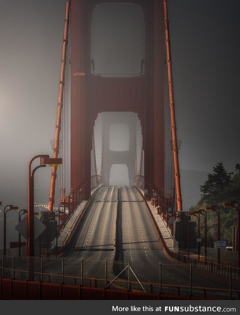 A long exposure of the Golden Gate Bridge on a foggy morning [oc]