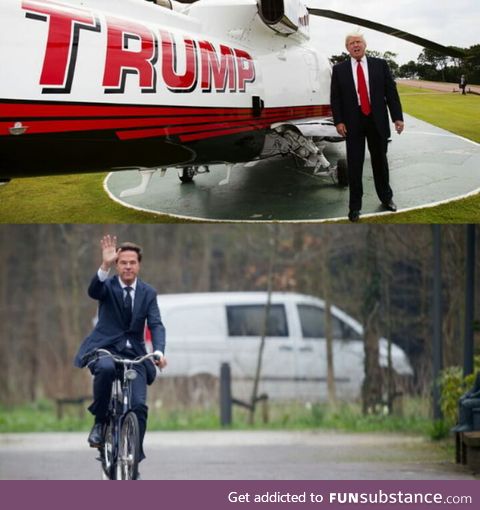 The president of America can have a helicopter but our president from the Netherlands