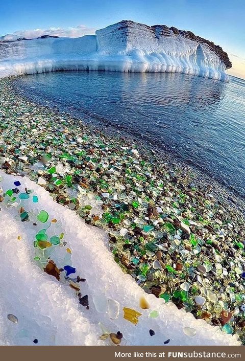 Glass beach, russia