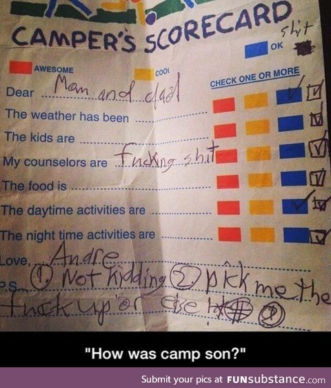 Camp report card