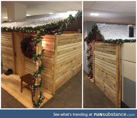 A guy at out office won the cubicle decorating contest this holiday season (first time a