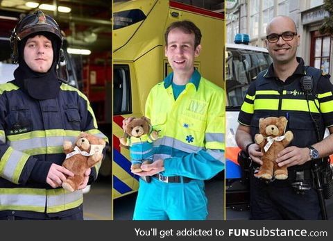 In The Netherland every first responder vehicle is equipped with a teddybear to give