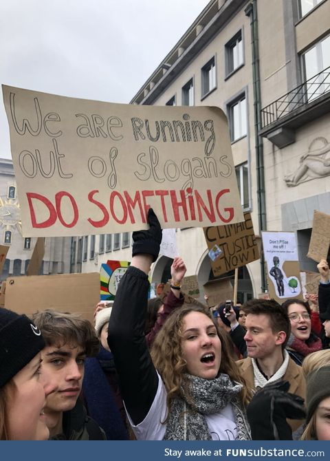 +34,000 high school & college students skipped school today in Belgium to force