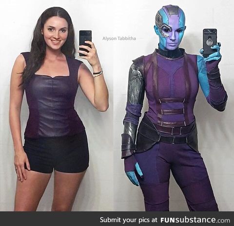 Before and after Nebula cosplay by Alyson Tabbitha