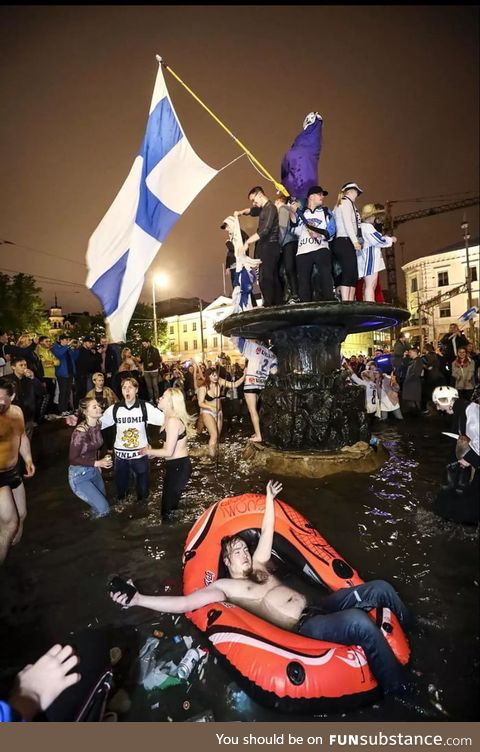 Finland last night after winning the hockey world cup