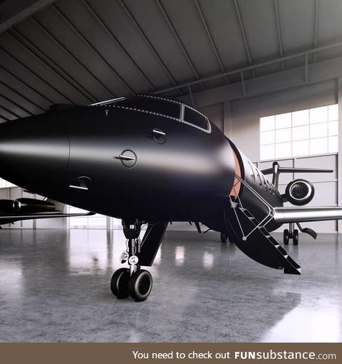 Airplane painted in matte black