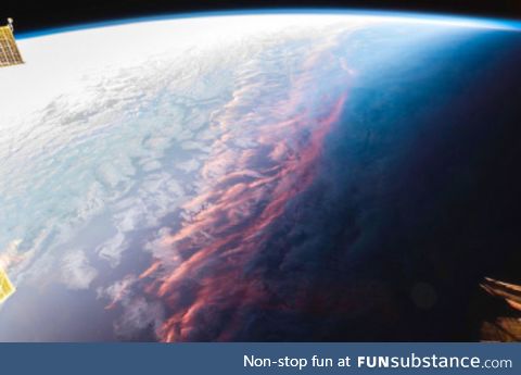 sunset on earth from space